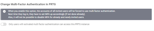 Change Multi Factor Authentication in PRTG Change Multi Factor Authentication in PRTG